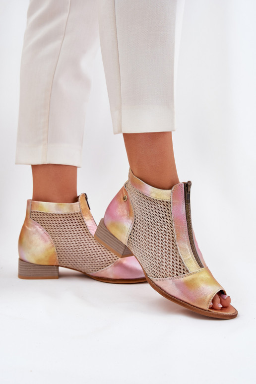 Āda Sieviešu puszābaki ar platiem papēžiemOdkrytymi Palcami Tā irciejka 06413-15 rozā krāsa-oranžas krāsas Āda Sieviešu puszābaki ar platiem papēžiemOdkrytymi Palcami Tā irciejka 06413-15 rozā krāsa-oranžas krāsas