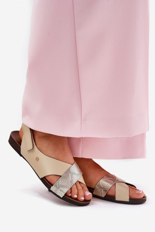 Sieviešu basenes ar lipīgām aizdarēm Zazoo 40141 smilšu krāsas-Zelta krāsas Sieviešu basenes ar lipīgām aizdarēm Zazoo 40141 smilšu krāsas-Zelta krāsas