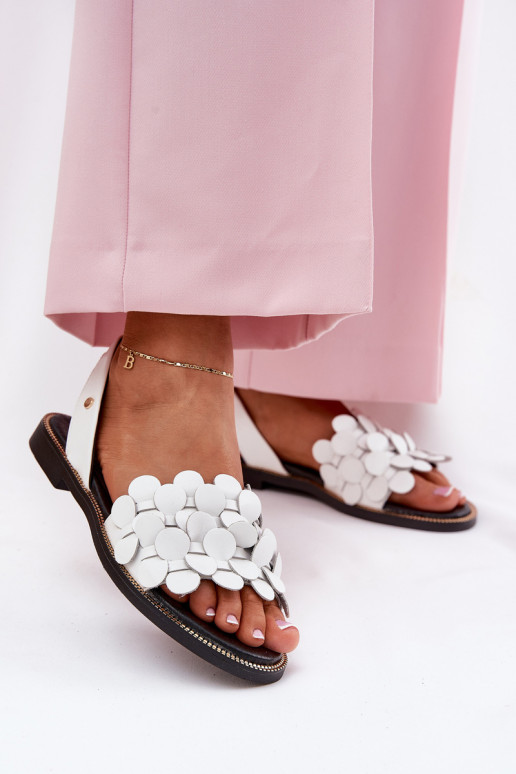 Sieviešu basenes ar platiem papēžiem Zazoo 40425 baltas krāsas