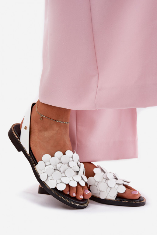 Sieviešu basenes ar platiem papēžiem Zazoo 40425 baltas krāsas