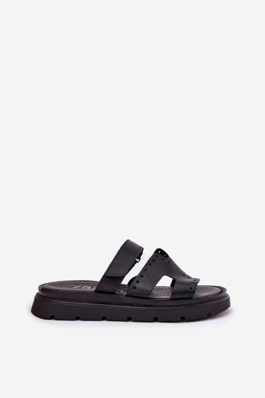 sieviešu čībasIeslēgtsturalnej Skóry ar platformu Zazoo 40440 melnas krāsas sieviešu čībasIeslēgtsturalnej Skóry ar platformu Zazoo 40440 melnas krāsas