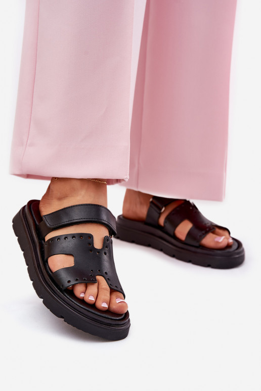 sieviešu čībasIeslēgtsturalnej Skóry ar platformu Zazoo 40440 melnas krāsas sieviešu čībasIeslēgtsturalnej Skóry ar platformu Zazoo 40440 melnas krāsas