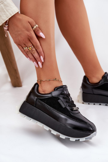 Āda Sieviešu Sneakers modeļa apavi ar platformu Big Star RR274873 HI-POLY SYSTEM melnas krāsas