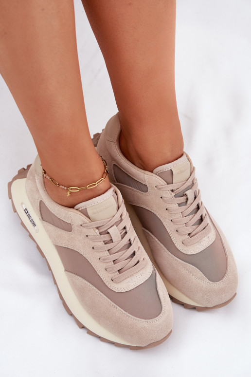 zamšādas Sneakers modeļa apavi ar platformu Sieviešu Big Star RR274897 HI-POLY SYSTEM smilšu krāsas