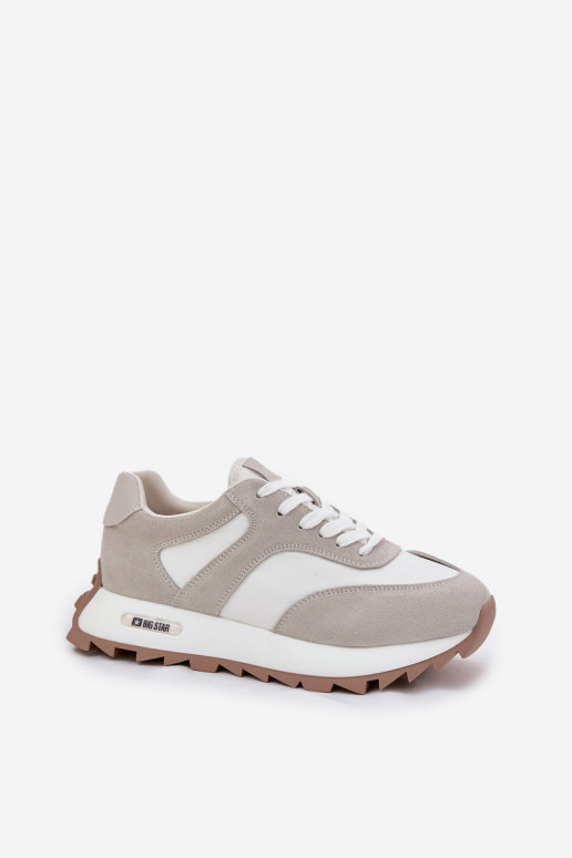 zamšādas Sneakers modeļa apavi ar platformu Sieviešu Big Star RR274896 HI-POLY SYSTEM Baltas-Pelēkas krāsas zamšādas Sneakers modeļa apavi ar platformu Sieviešu Big Star RR274896 HI-POLY SYSTEM Baltas-Pelēkas krāsas