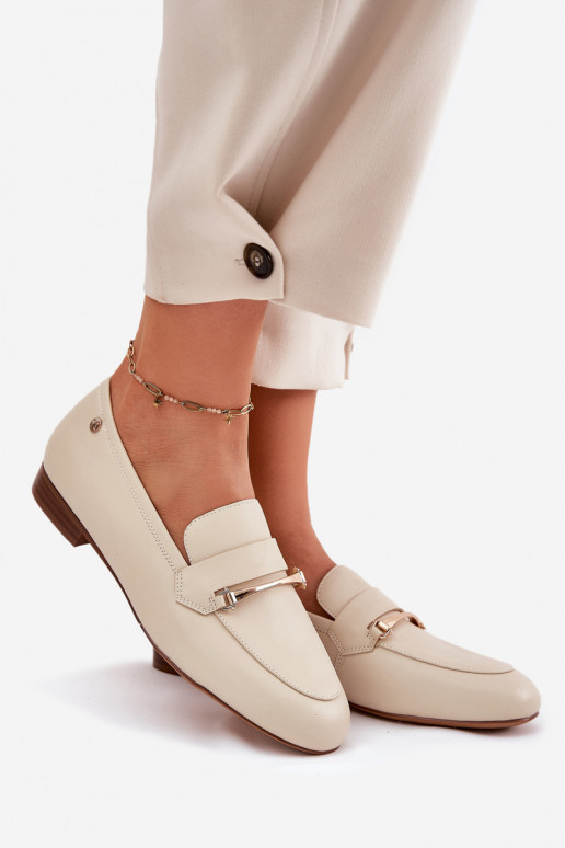 Āda apavi sieviešu mokasīni Tā irciejka K6809-04 smilšu krāsas Āda apavi sieviešu mokasīni Tā irciejka K6809-04 smilšu krāsas