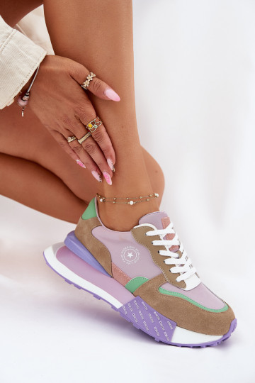 zamšādas Sneakers modeļa apavi Sieviešu ar platformu Big Star RR274815 HI-POLY SYSTEM Rozā krāsas