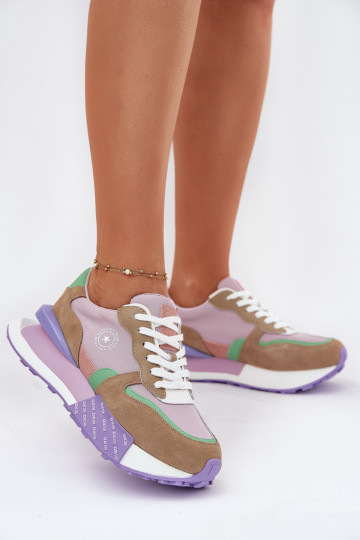 zamšādas Sneakers modeļa apavi Sieviešu ar platformu Big Star RR274815 HI-POLY SYSTEM Rozā krāsas 2