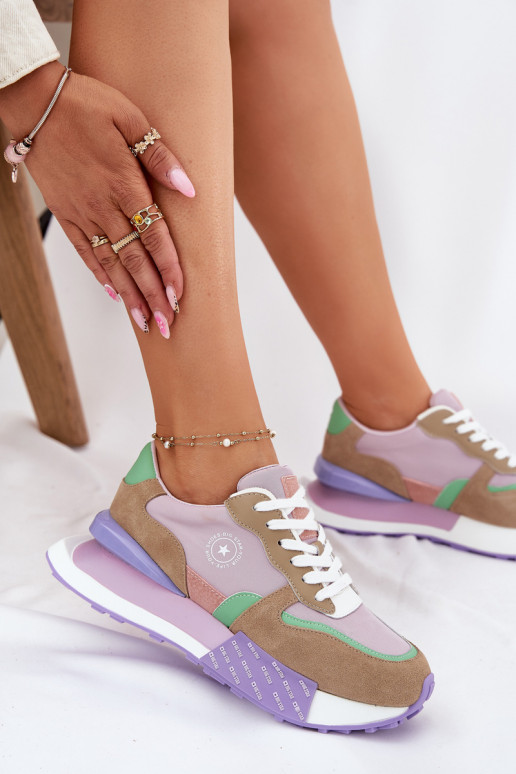 zamšādas Sneakers modeļa apavi Sieviešu ar platformu Big Star RR274815 HI-POLY SYSTEM Rozā krāsas zamšādas Sneakers modeļa apavi Sieviešu ar platformu Big Star RR274815 HI-POLY SYSTEM Rozā krāsas