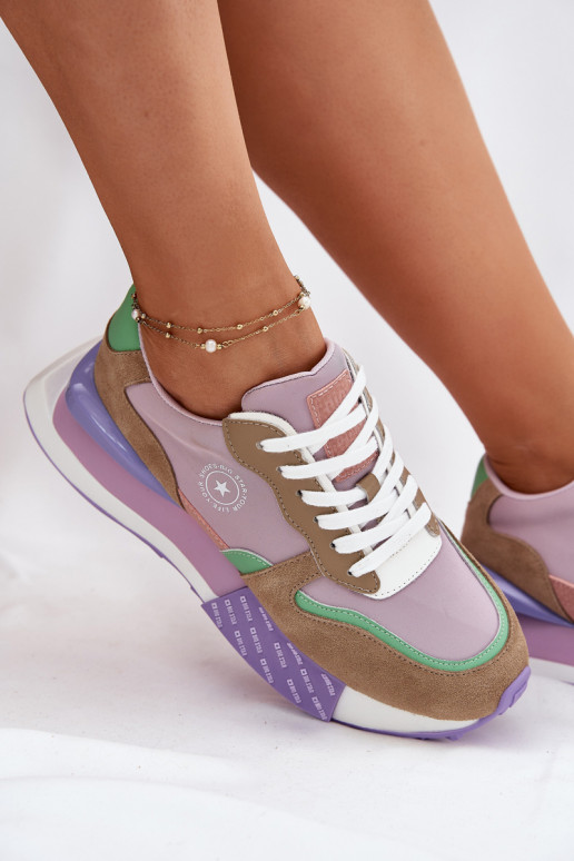 zamšādas Sneakers modeļa apavi Sieviešu ar platformu Big Star RR274815 HI-POLY SYSTEM Rozā krāsas zamšādas Sneakers modeļa apavi Sieviešu ar platformu Big Star RR274815 HI-POLY SYSTEM Rozā krāsas