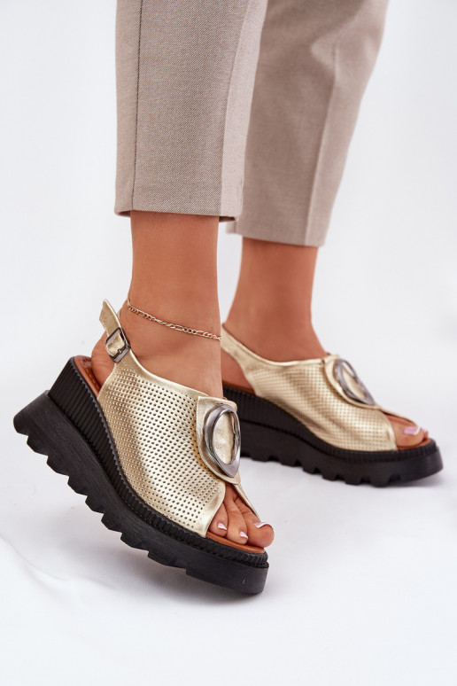 Sieviešu basenes Sieviešu Uz Ķīļa ar ornamentiem Artiker 56C0109 Zelta krāsas Sieviešu basenes Sieviešu Uz Ķīļa ar ornamentiem Artiker 56C0109 Zelta krāsas