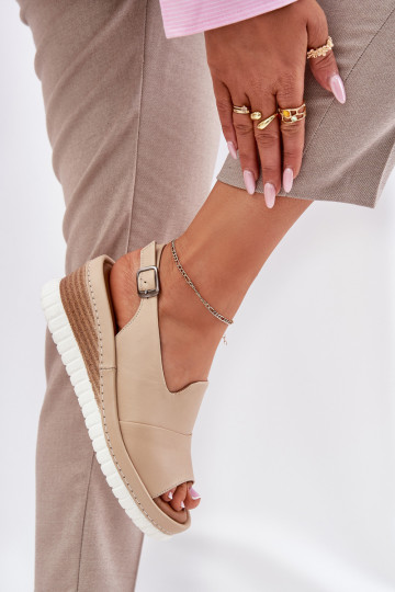 Sieviešu basenes Āda Uz Ķīļa Artiker 56C0919 smilšu krāsas