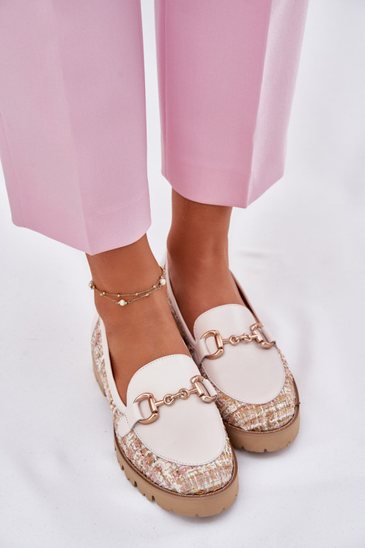 Āda sieviešu mokasīni Ze Zelta krāsasm Detalem Laura Messi 2938 Ziloņkaula krāsas Āda sieviešu mokasīni Ze Zelta krāsasm Detalem Laura Messi 2938 Ziloņkaula krāsas