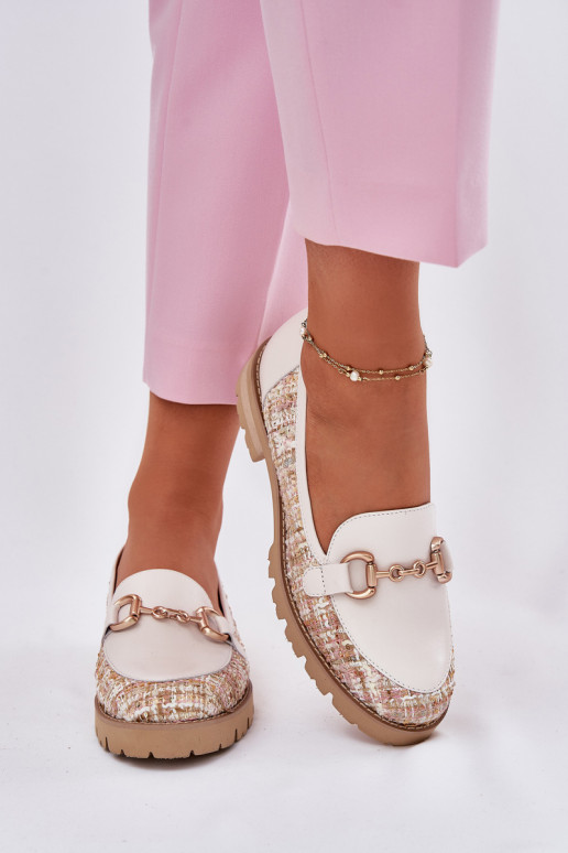 Āda sieviešu mokasīni Ze Zelta krāsasm Detalem Laura Messi 2938 Ziloņkaula krāsas Āda sieviešu mokasīni Ze Zelta krāsasm Detalem Laura Messi 2938 Ziloņkaula krāsas