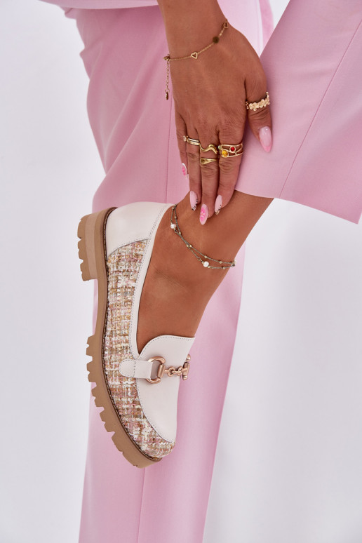 Āda sieviešu mokasīni Ze Zelta krāsasm Detalem Laura Messi 2938 Ziloņkaula krāsas Āda sieviešu mokasīni Ze Zelta krāsasm Detalem Laura Messi 2938 Ziloņkaula krāsas