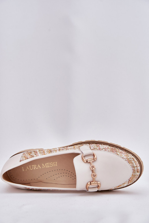 Āda sieviešu mokasīni Ze Zelta krāsasm Detalem Laura Messi 2938 Ziloņkaula krāsas Āda sieviešu mokasīni Ze Zelta krāsasm Detalem Laura Messi 2938 Ziloņkaula krāsas