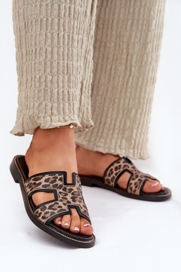 Āda zempapēžu Čības ar leoparda kažokādas rakstu Zazoo 40383 melnas krāsas