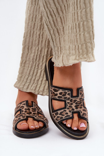 Āda zempapēžu Čības ar leoparda kažokādas rakstu Zazoo 40383 melnas krāsas 2