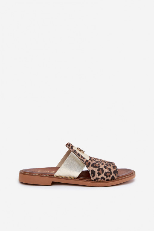 Eleganta stila Čības Izgatavota no dabīgas ādas ar platiem papēžiem Zazoo 40423 ar leoparda kažokādas rakstu Eleganta stila Čības Izgatavota no dabīgas ādas ar platiem papēžiem Zazoo 40423 ar leoparda kažokādas rakstu