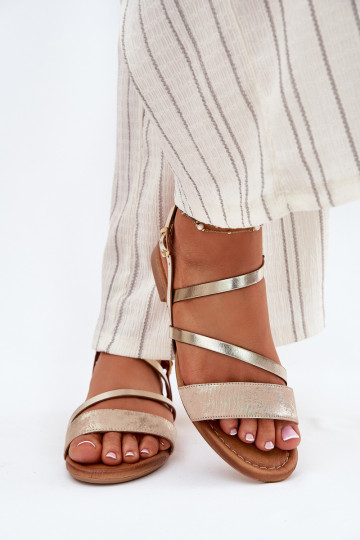 Sieviešu basenes Sieviešu ar platiem papēžiem Tā irciejka 06966-25 Zelta krāsas