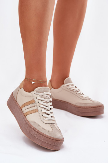Āda Sneakers modeļa apavi Sieviešu ar platformu Zazoo N1234 smilšu krāsas 2
