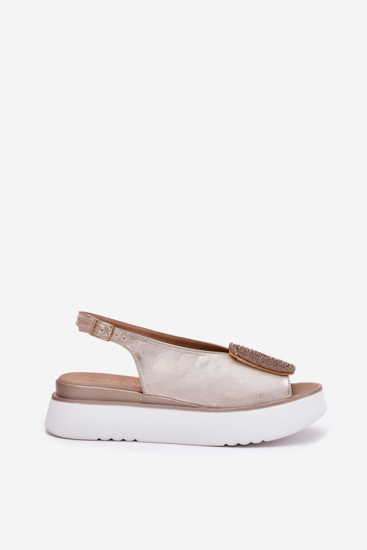 Zazoo 1786 Sieviešu basenes Sieviešu ar platformu ar ornamentiem Zelta krāsas Przecierany Zazoo 1786 Sieviešu basenes Sieviešu ar platformu ar ornamentiem Zelta krāsas Przecierany