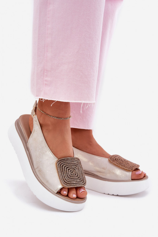 Zazoo 1786 Sieviešu basenes Sieviešu ar platformu ar ornamentiem Zelta krāsas Przecierany Zazoo 1786 Sieviešu basenes Sieviešu ar platformu ar ornamentiem Zelta krāsas Przecierany