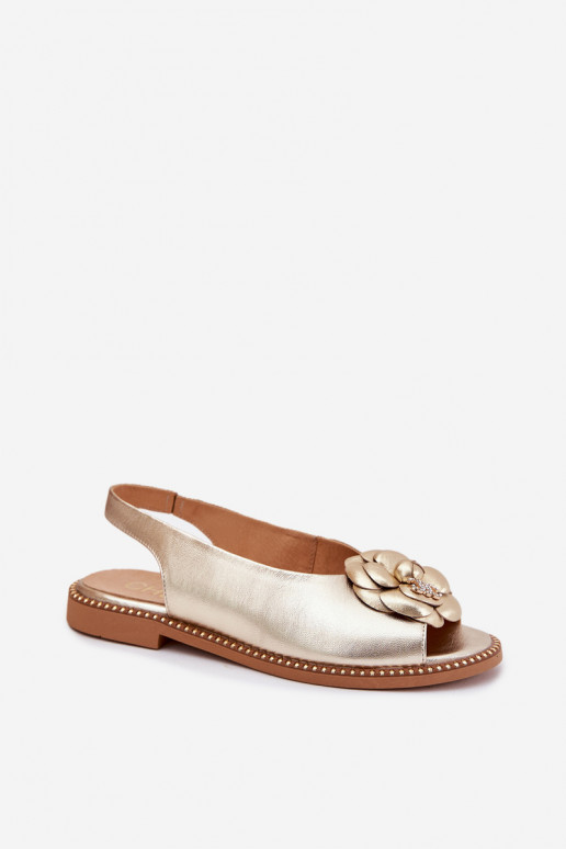 Āda līdzenas zoles basenes ar ornamentiem CheBello 4642 Zelta krāsas Āda līdzenas zoles basenes ar ornamentiem CheBello 4642 Zelta krāsas