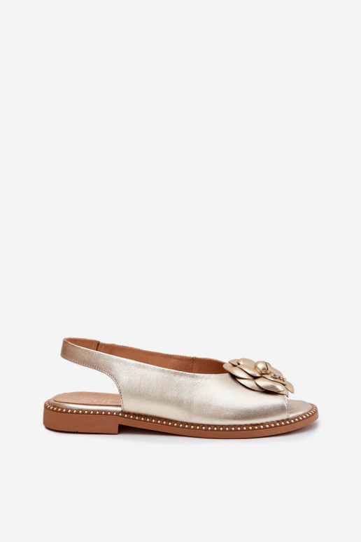 Āda līdzenas zoles basenes ar ornamentiem CheBello 4642 Zelta krāsas Āda līdzenas zoles basenes ar ornamentiem CheBello 4642 Zelta krāsas