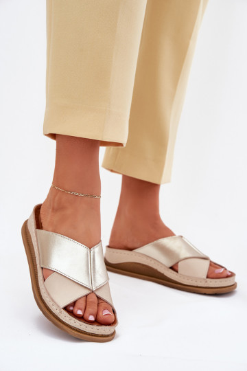 Čibas no dabīgas ādas Sieviešu ar platformu Tā irciejka L4986-37 smilšu krāsas-Zelta krāsas