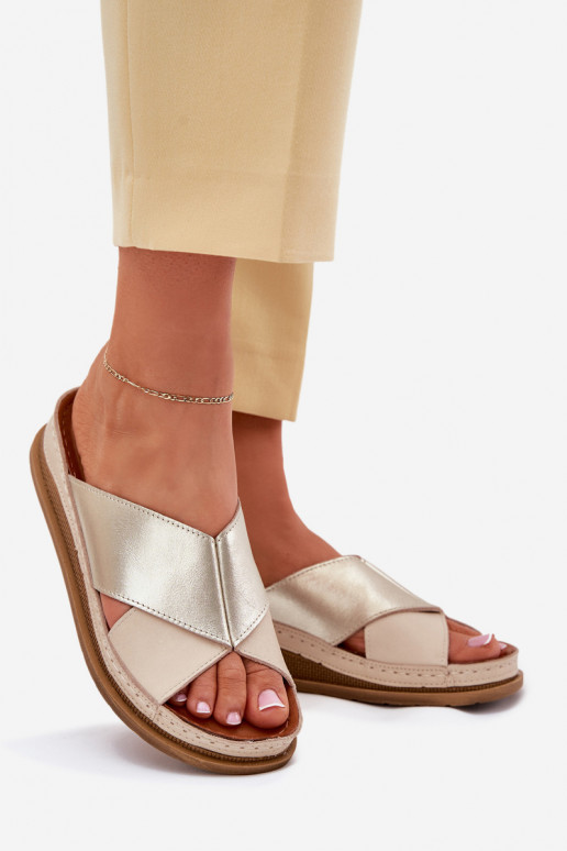 Čibas no dabīgas ādas Sieviešu ar platformu Tā irciejka L4986-37 smilšu krāsas-Zelta krāsas Čibas no dabīgas ādas Sieviešu ar platformu Tā irciejka L4986-37 smilšu krāsas-Zelta krāsas