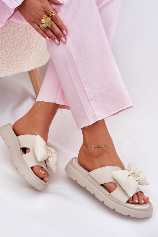 Čibas no dabīgas ādas Sieviešu ar platformu ar bantītēm CheBello 4647 smilšu krāsas Čibas no dabīgas ādas Sieviešu ar platformu ar bantītēm CheBello 4647 smilšu krāsas