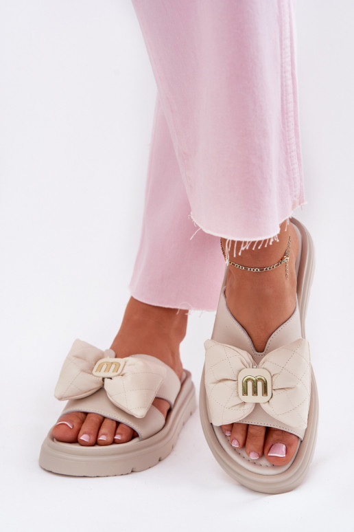 Čibas no dabīgas ādas Sieviešu ar platformu ar bantītēm CheBello 4647 smilšu krāsas Čibas no dabīgas ādas Sieviešu ar platformu ar bantītēm CheBello 4647 smilšu krāsas