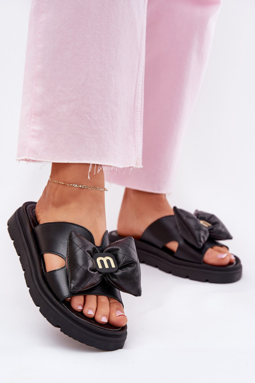 Čibas no dabīgas ādas Sieviešu ar platformu ar bantītēm CheBello 4647 melnas krāsas Čibas no dabīgas ādas Sieviešu ar platformu ar bantītēm CheBello 4647 melnas krāsas