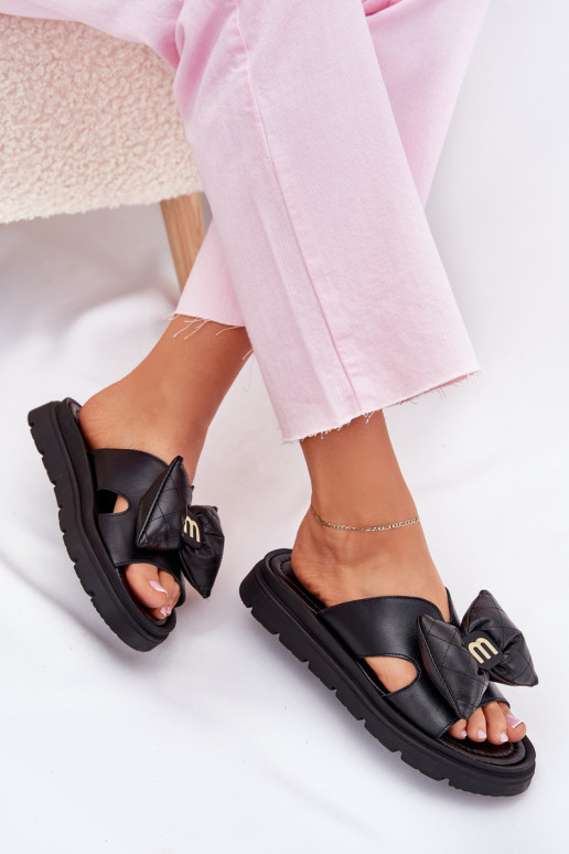 Čibas no dabīgas ādas Sieviešu ar platformu ar bantītēm CheBello 4647 melnas krāsas Čibas no dabīgas ādas Sieviešu ar platformu ar bantītēm CheBello 4647 melnas krāsas