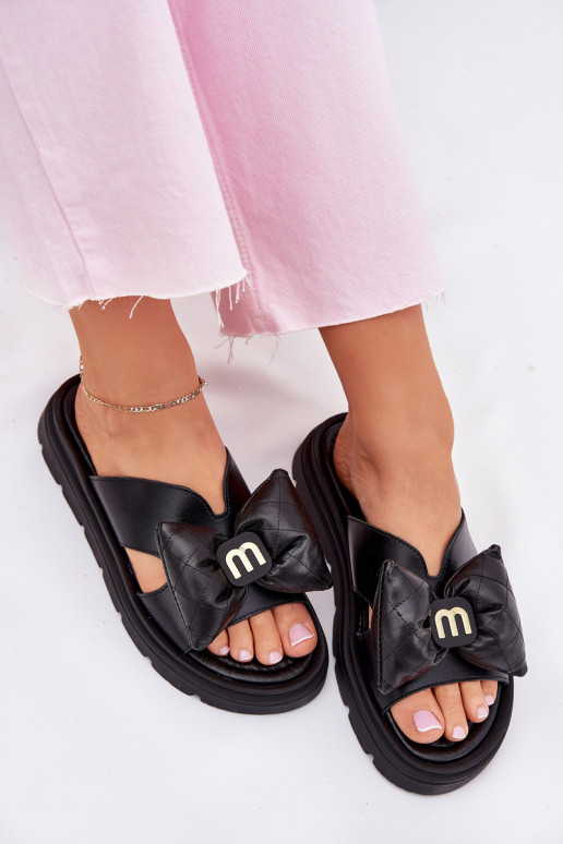 Čibas no dabīgas ādas Sieviešu ar platformu ar bantītēm CheBello 4647 melnas krāsas Čibas no dabīgas ādas Sieviešu ar platformu ar bantītēm CheBello 4647 melnas krāsas