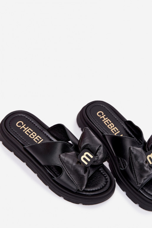 Čibas no dabīgas ādas Sieviešu ar platformu ar bantītēm CheBello 4647 melnas krāsas Čibas no dabīgas ādas Sieviešu ar platformu ar bantītēm CheBello 4647 melnas krāsas