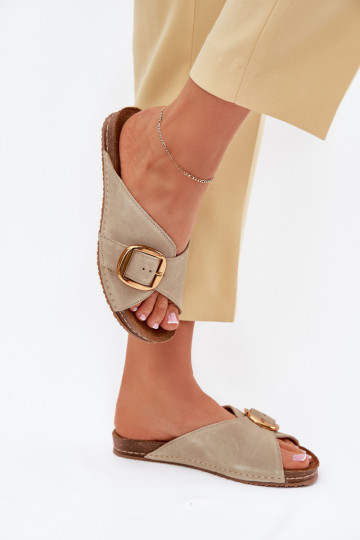 Čibas no dabīgas ādas Ar zelta sprādzi Tā irciejka 07000-22 PistacjoIne