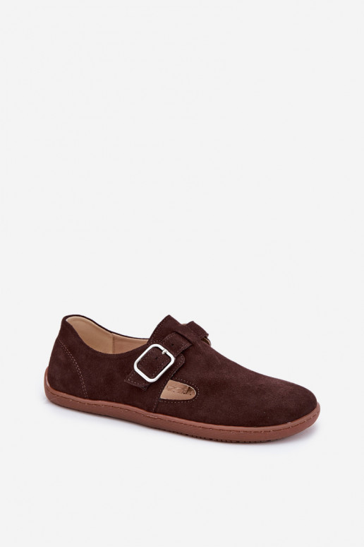 zamšādas apavi Barefoot Sieviešu ar sprādzēm Łaty Zazoo N1261 CzekoladoIne