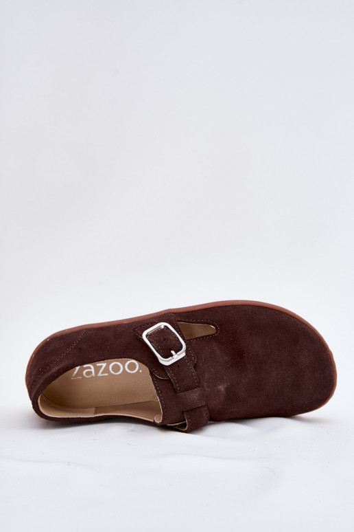 zamšādas apavi Barefoot Sieviešu ar sprādzēm Łaty Zazoo N1261 CzekoladoIne