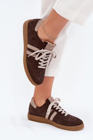 Zazoo N1068 zamšādas Zems Sneakers modeļa apavi Sieviešu CzekoladoIne