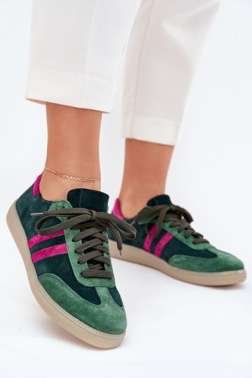 Zazoo N1068 zamšādas Zems Sneakers modeļa apavi Sieviešu haki krāsas