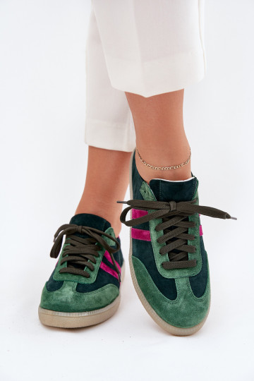 Zazoo N1068 zamšādas Zems Sneakers modeļa apavi Sieviešu haki krāsas 2