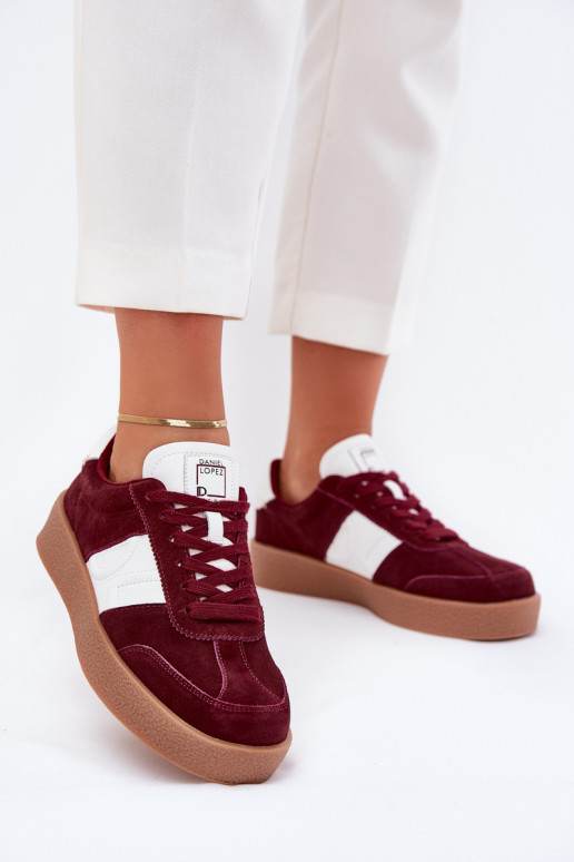 zamšādas Sneakers modeļa apavi Sieviešu Daniel Lopez Just Dare SS2D4023 bordo krāsas zamšādas Sneakers modeļa apavi Sieviešu Daniel Lopez Just Dare SS2D4023 bordo krāsas