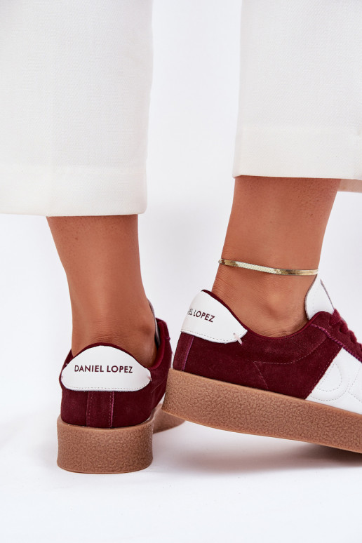 zamšādas Sneakers modeļa apavi Sieviešu Daniel Lopez Just Dare SS2D4023 bordo krāsas zamšādas Sneakers modeļa apavi Sieviešu Daniel Lopez Just Dare SS2D4023 bordo krāsas