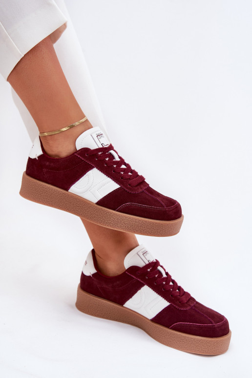 zamšādas Sneakers modeļa apavi Sieviešu Daniel Lopez Just Dare SS2D4023 bordo krāsas zamšādas Sneakers modeļa apavi Sieviešu Daniel Lopez Just Dare SS2D4023 bordo krāsas