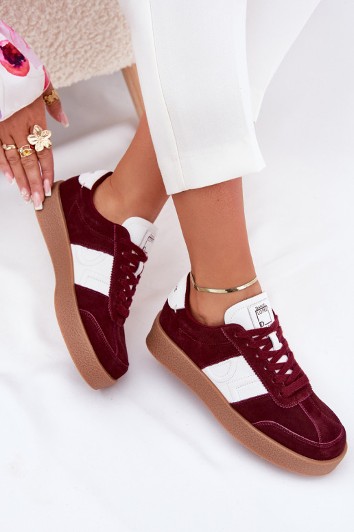 zamšādas Sneakers modeļa apavi Sieviešu Daniel Lopez Just Dare SS2D4023 bordo krāsas zamšādas Sneakers modeļa apavi Sieviešu Daniel Lopez Just Dare SS2D4023 bordo krāsas