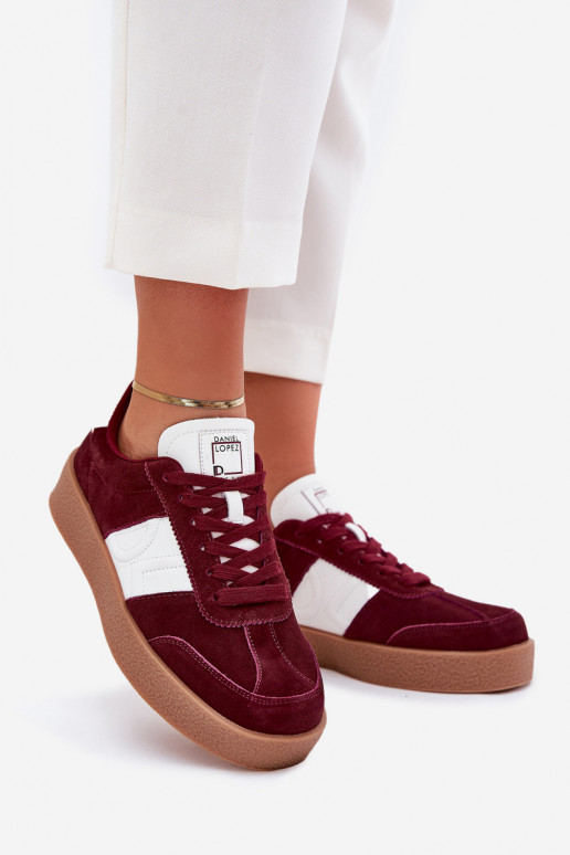 zamšādas Sneakers modeļa apavi Sieviešu Daniel Lopez Just Dare SS2D4023 bordo krāsas zamšādas Sneakers modeļa apavi Sieviešu Daniel Lopez Just Dare SS2D4023 bordo krāsas