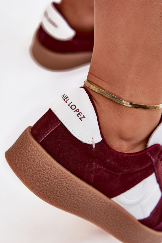 zamšādas Sneakers modeļa apavi Sieviešu Daniel Lopez Just Dare SS2D4023 bordo krāsas zamšādas Sneakers modeļa apavi Sieviešu Daniel Lopez Just Dare SS2D4023 bordo krāsas