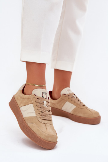 zamšādas Sneakers modeļa apavi Sieviešu Daniel Lopez Just Dare SS2D4022 smilšu krāsas